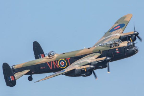 Lancaster Bomber arrives at Duxford for maintenance