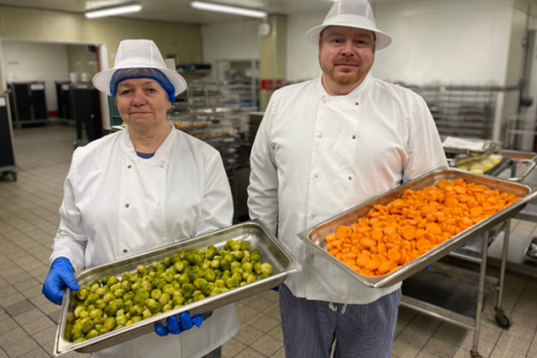 Preparing Christmas dinner for hospital patients