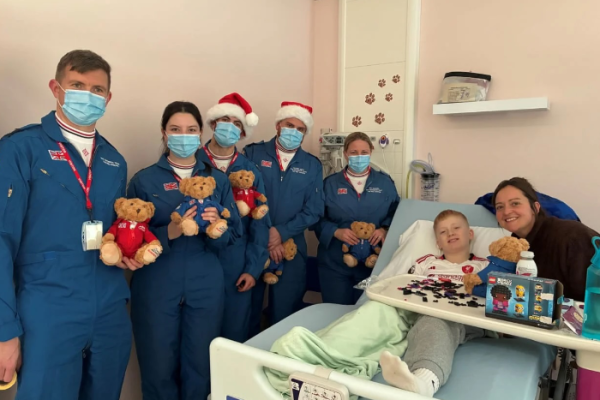 Red Arrows team visit children in hospital